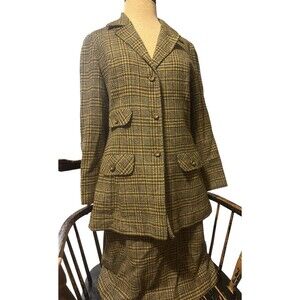 Vintage Pendleton Pure Virgin Wool 2 Piece Plaid Blazer & Knee Length Skirt 14